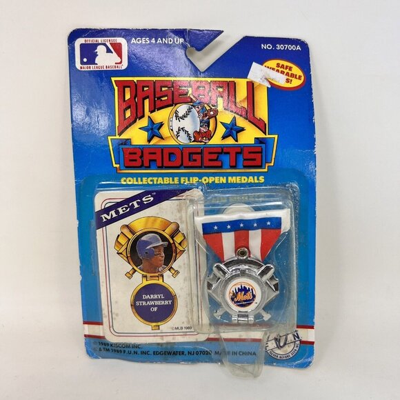 Vintage Kiscom Baseball Badgets Darryl Strawberry New York Mets - Picture 1 of 2